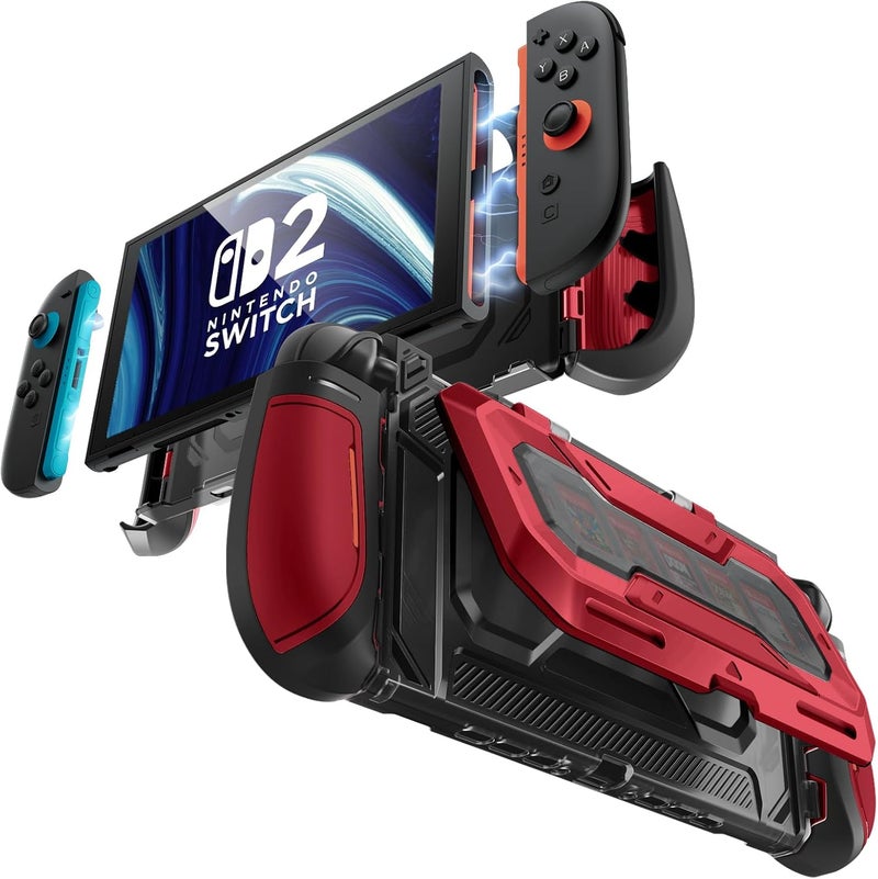 Mumba Dockable for Nintendo Switch 2 Case with Flip Stand, [Titan] Ergonomic Switch 2 Grip Protective Cover Holds 5 Game Cards & 2 TF Cards TPU Accessories and Quick-Release Joy-Con Design (Ruddy) - Image 1